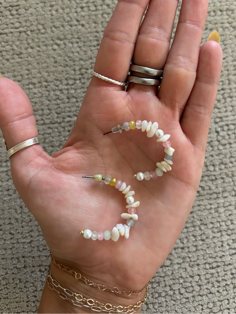 Beaded half hoop earrings!